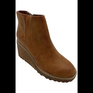 Yellow Box Women's Alexis Wedge Leather Ankle Boot Tan - Medium